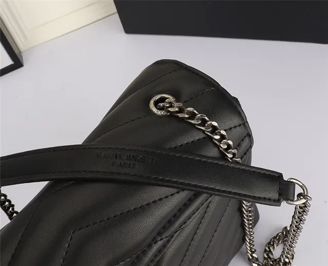 Saint Laurent Loulou Taupe Gray Quilted Chain Bag 22