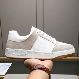 Saint Laurent 白/米 低帮 麂皮和穿孔皮革 生活方式运动鞋
