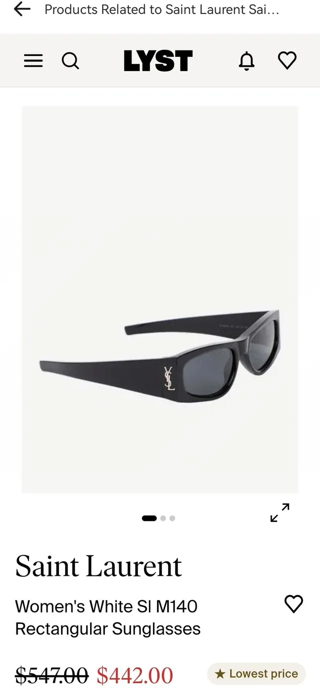 Saint Laurent White Gold Rectangular Oversized Frame Matte Acetate Sunglasses 3