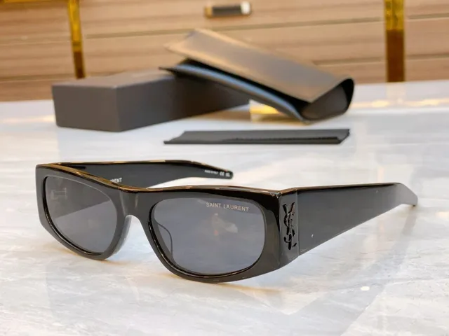 Saint Laurent White Gold Rectangular Oversized Frame Matte Acetate Sunglasses 5