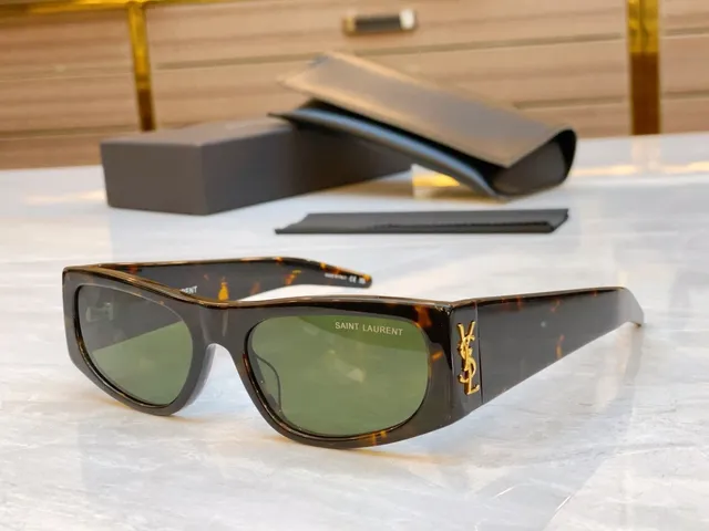 Saint Laurent White Gold Rectangular Oversized Frame Matte Acetate Sunglasses 6