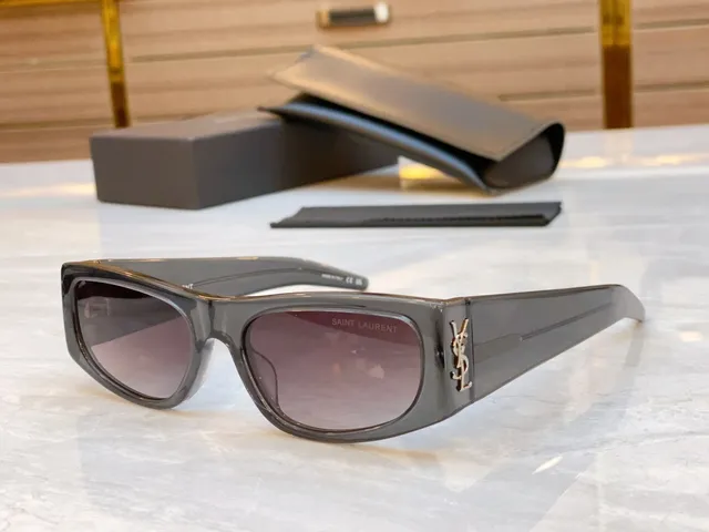 Saint Laurent White Gold Rectangular Oversized Frame Matte Acetate Sunglasses 7