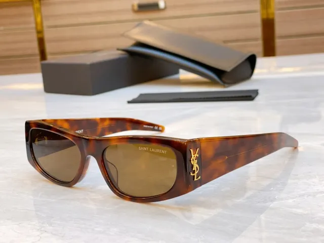 Saint Laurent White Gold Rectangular Oversized Frame Matte Acetate Sunglasses 8