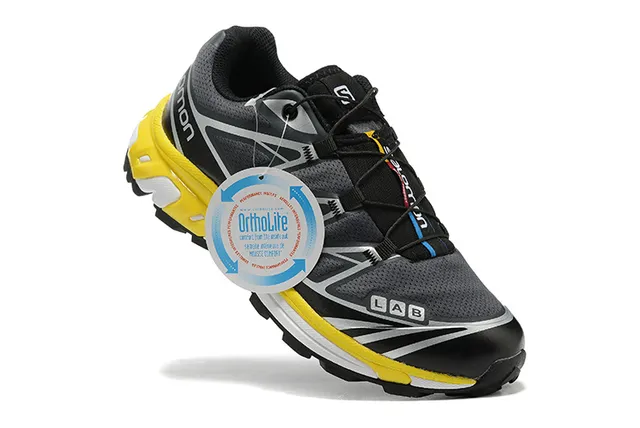 Salomon Black Beige Molded Synthetic Cage Mesh Upper Running Shoes 23