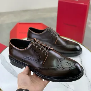 Salvatore Ferragamo Full-Brogue Wingtip Brown Leather Brogues