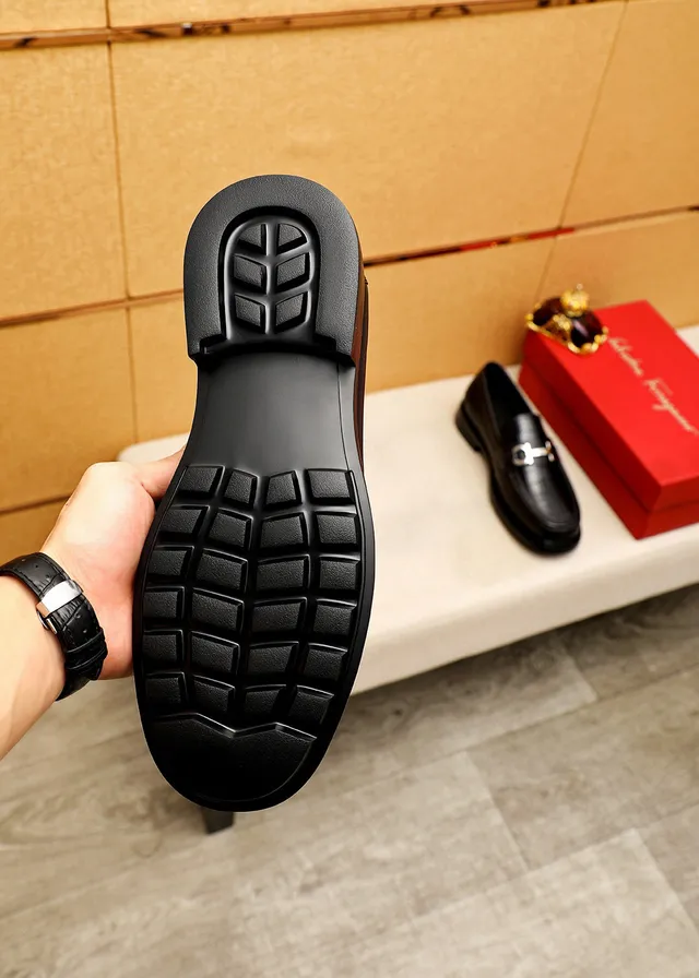 Salvatore Ferragamo Gancini Croc-Embossed Black Mocassins 8