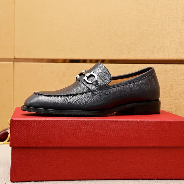 Salvatore Ferragamo Gancini Loafer Black Pebbled Leather Horsebit Loafer 4