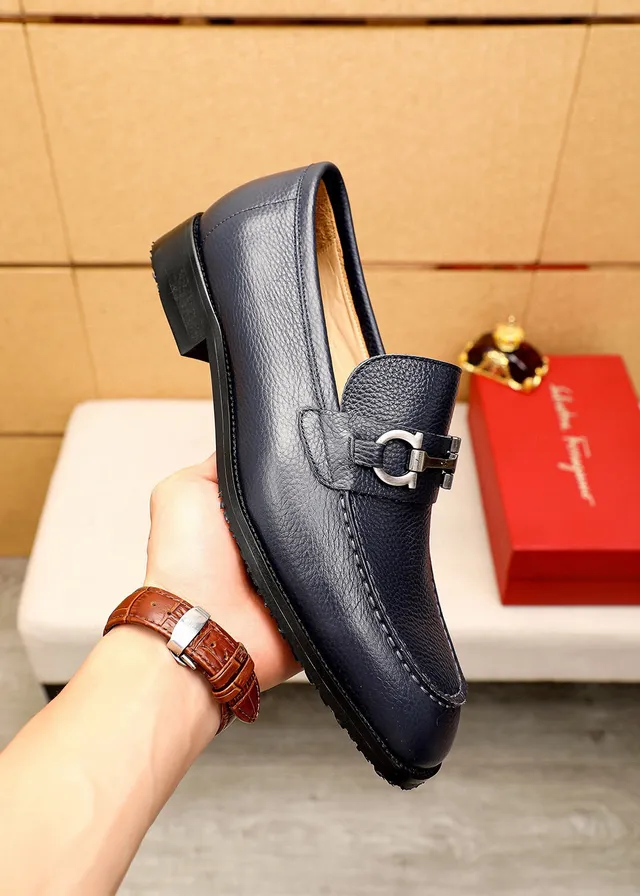 Salvatore Ferragamo Gancini Loafer Black Pebbled Leather Horsebit Loafer 5