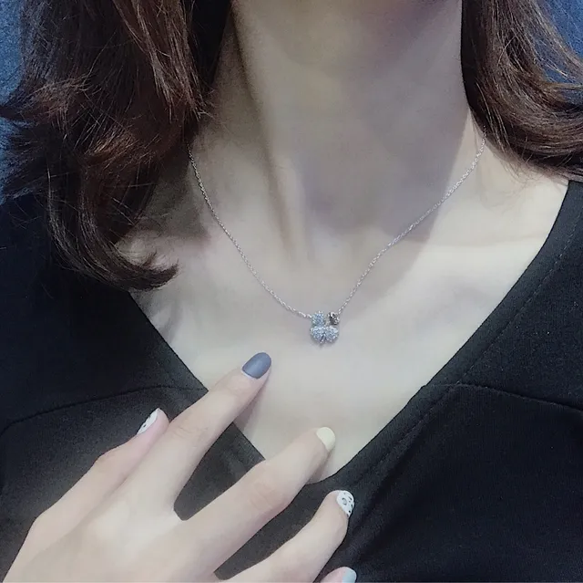Swarovski Trèfle Pavé Cristal et ton or rose collier de cœur 2