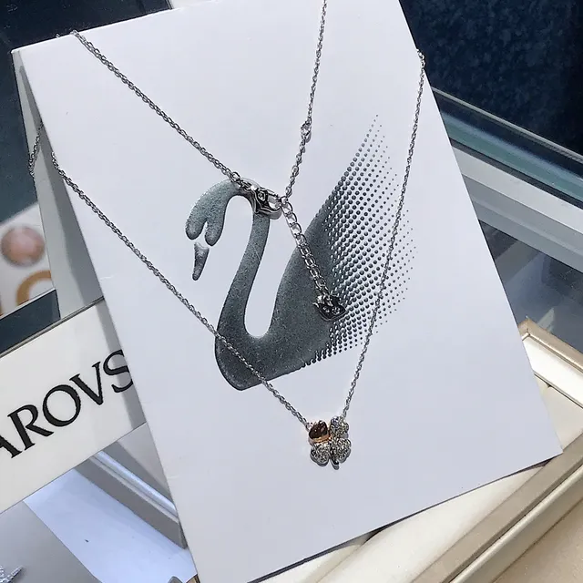 Swarovski Trèfle Pavé Cristal et ton or rose collier de cœur 3