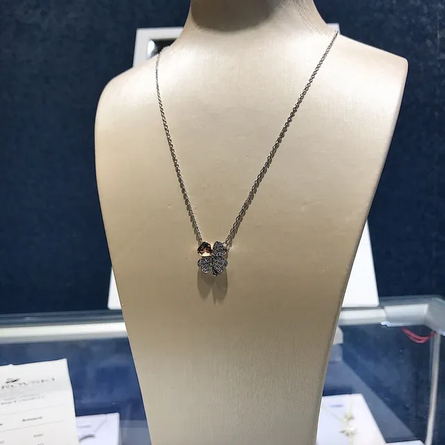 Swarovski Trèfle Pavé Cristal et ton or rose collier de cœur 4