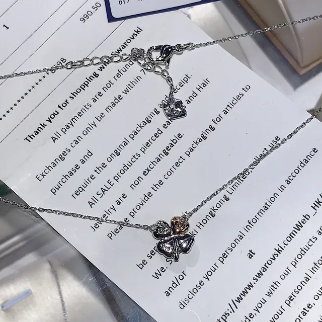 Swarovski Trèfle Pavé Cristal et ton or rose collier de cœur 6