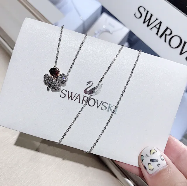 Swarovski Trèfle Pavé Cristal et ton or rose collier de cœur 8