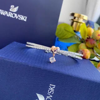 Swarovski Silver Gold Double-Strand Pavé Bracelet