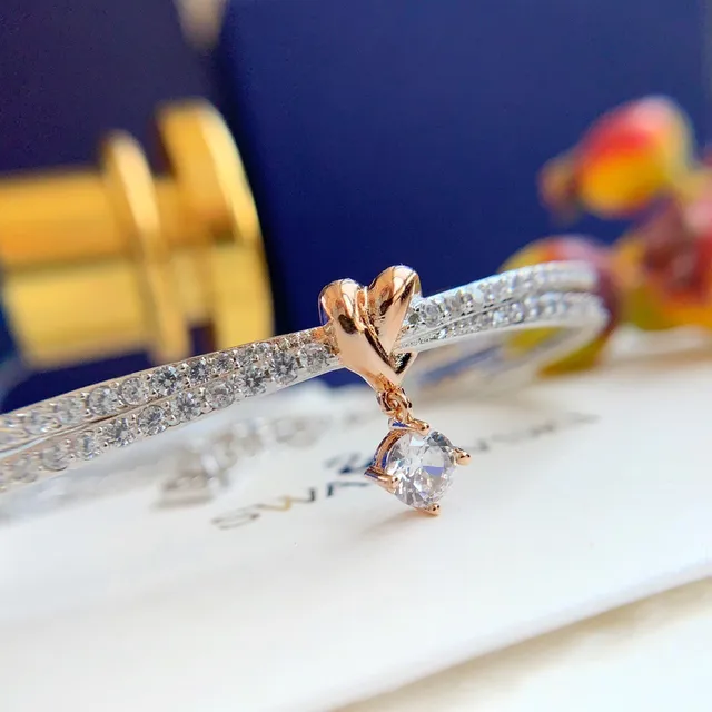 Swarovski Silver Gold Double-Strand Pavé Bracelet 2
