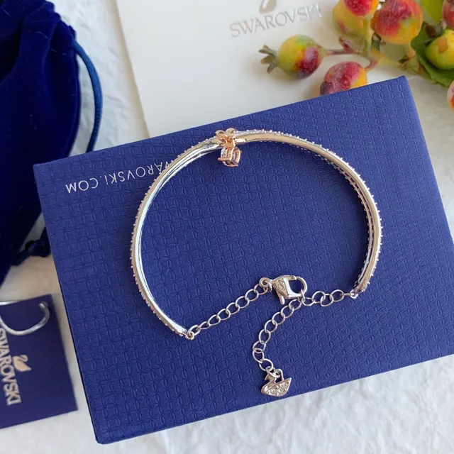 Swarovski Silver Gold Double-Strand Pavé Bracelet 6