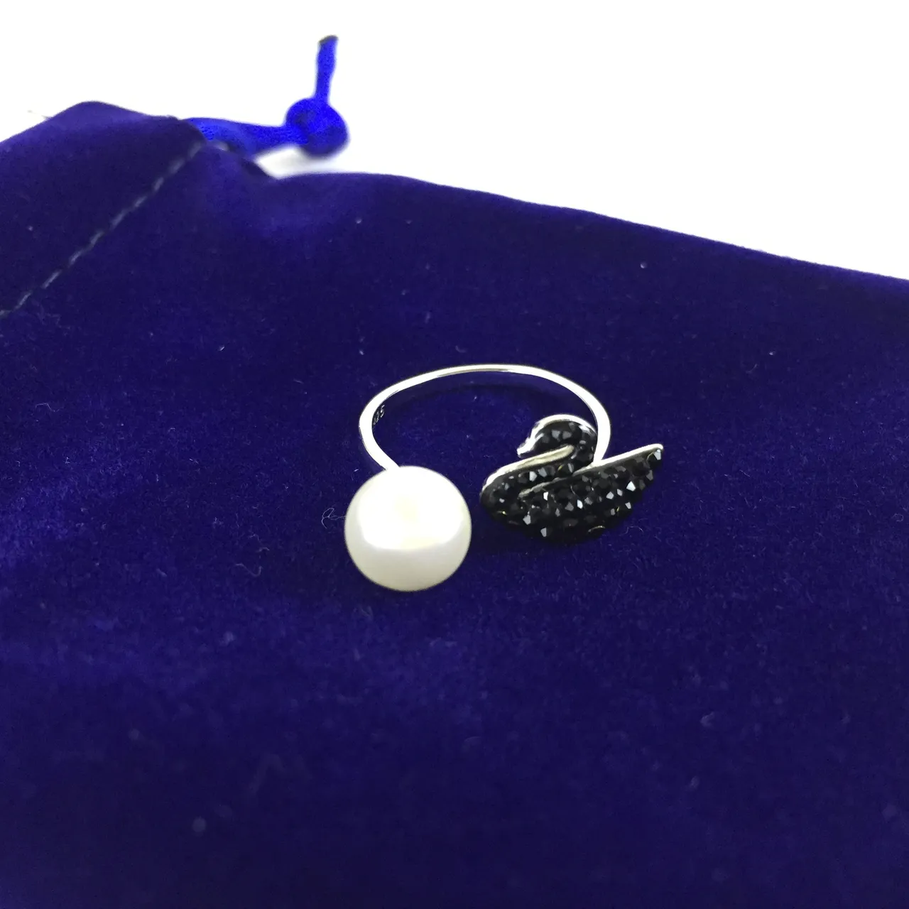 Swarovski Cygne Pavé Cristal et Perle Bague 2