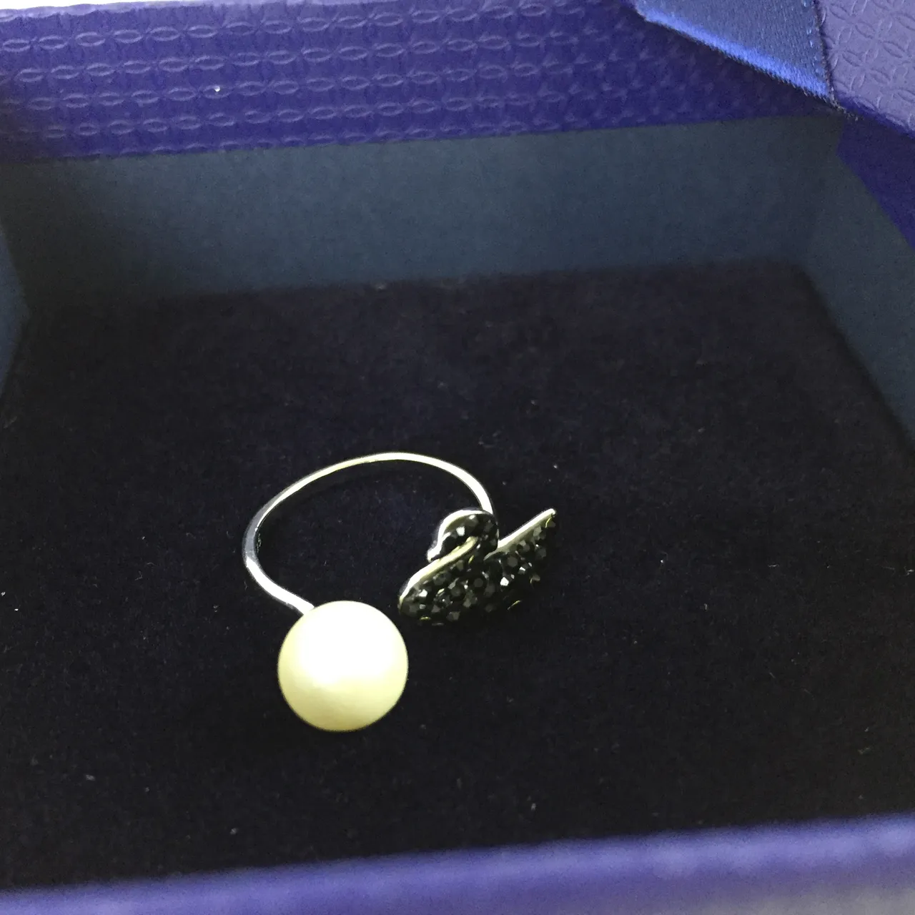 Swarovski Cygne Pavé Cristal et Perle Bague 3