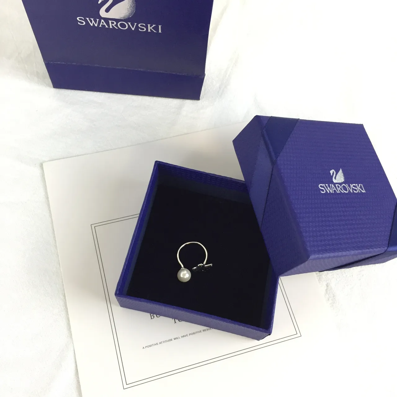 Swarovski Cygne Pavé Cristal et Perle Bague 4