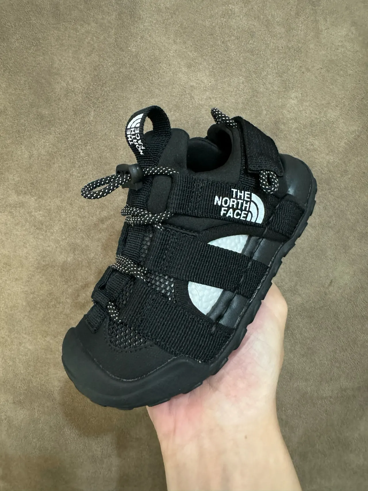 The North Face Beige Black Multi-Strap Hook-and-Loop Closure Casual Sandals 7