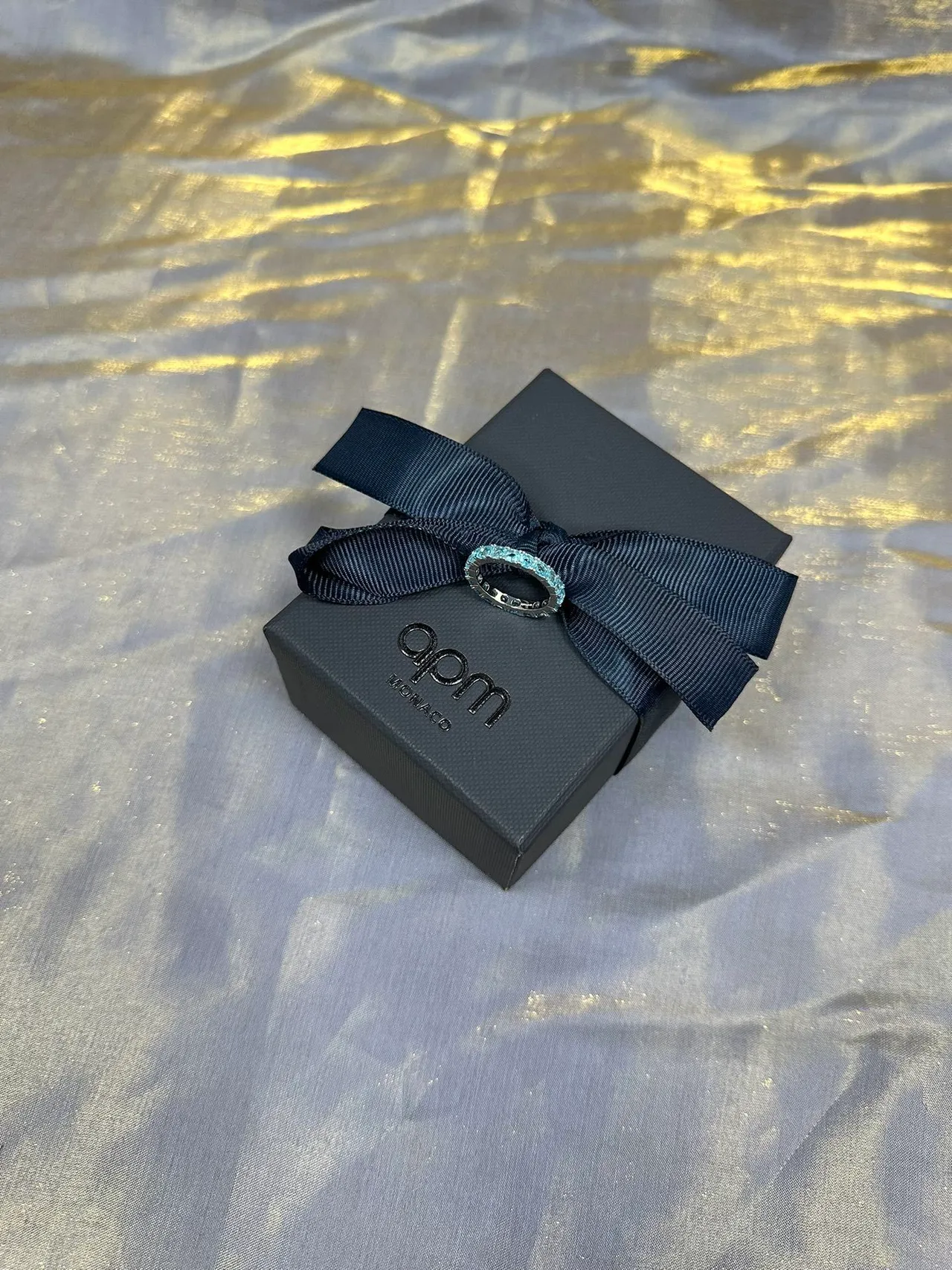 Tiffany & Co. Blue Silver Eternity Band Pavé-Set Gemstones Ring 7