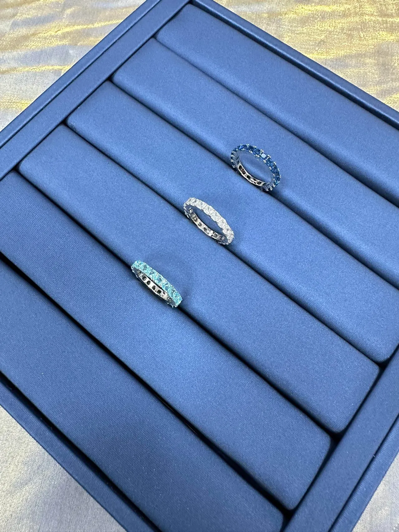 Tiffany & Co. Blue Silver Eternity Band Pavé-Set Gemstones Ring 8