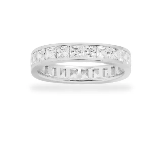 Tiffany & Co. Eternity Band Blue Silver Pavé-Set Square-Cut Stones Ring 2