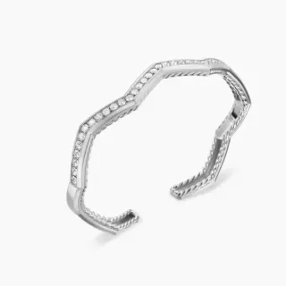 Tiffany & Co. HardWear Pavé Diamond Rope-Edge Open Cuff Bracelet
