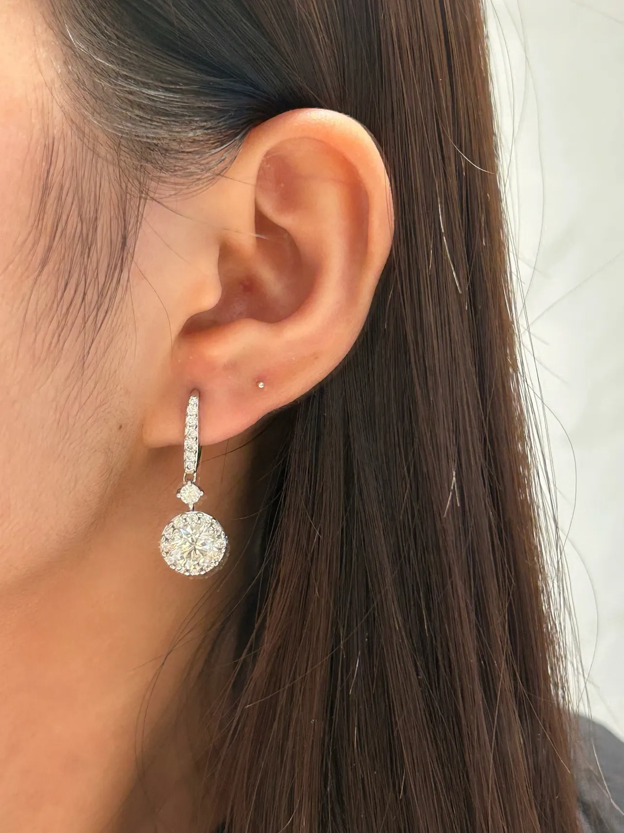 Tiffany & Co. Argent Noir Halo-Set Ronde Pendentif Pavé Diamant Bar Post Boucles d'Oreilles 8
