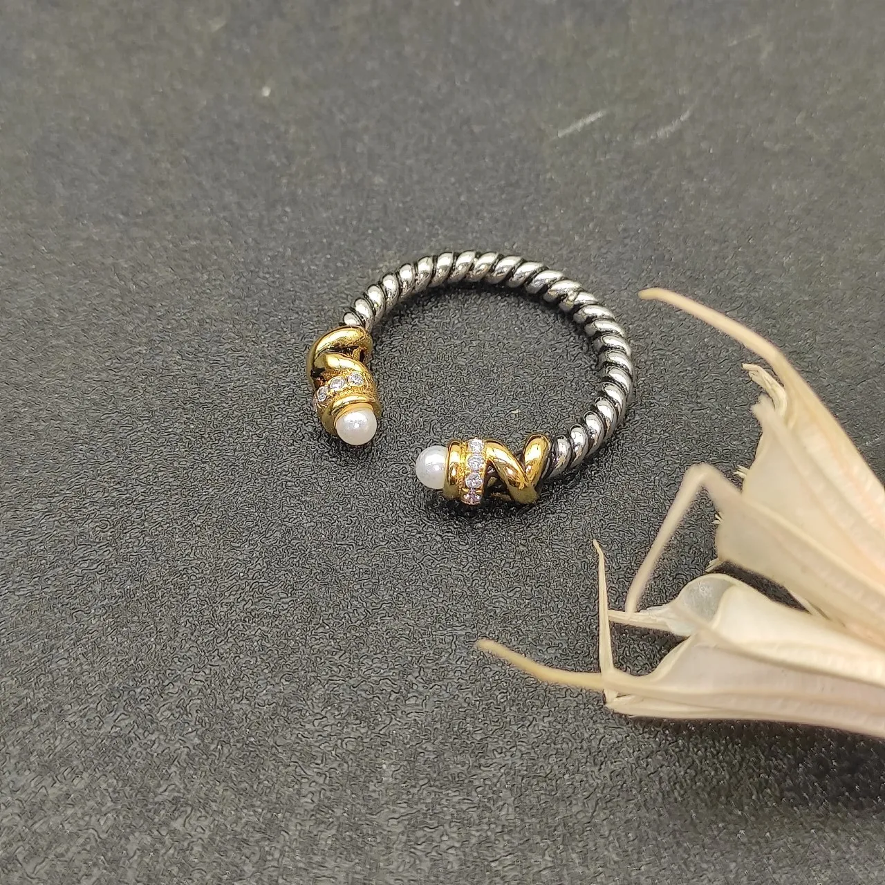 Tiffany & Co. Bracelet Métal Bicolore Câble Tordu Argent Or 6