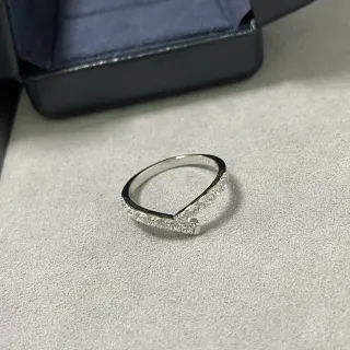 Tiffany & Co. Silver Navy V-Split Shank Pavé Diamond Setting Ring