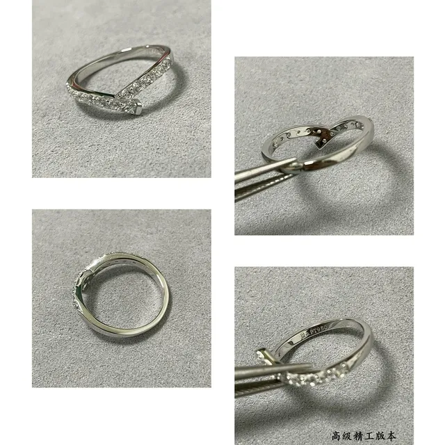Tiffany & Co. Silver Navy V-Split Shank Pavé Diamond Setting Ring 5