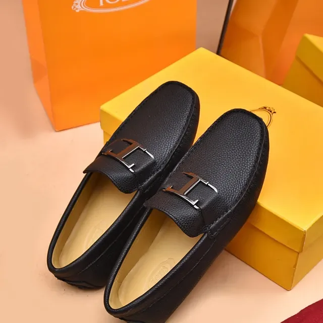 Mocassins Tod's Double T Noir Cuir Pebbled Slip-On 3