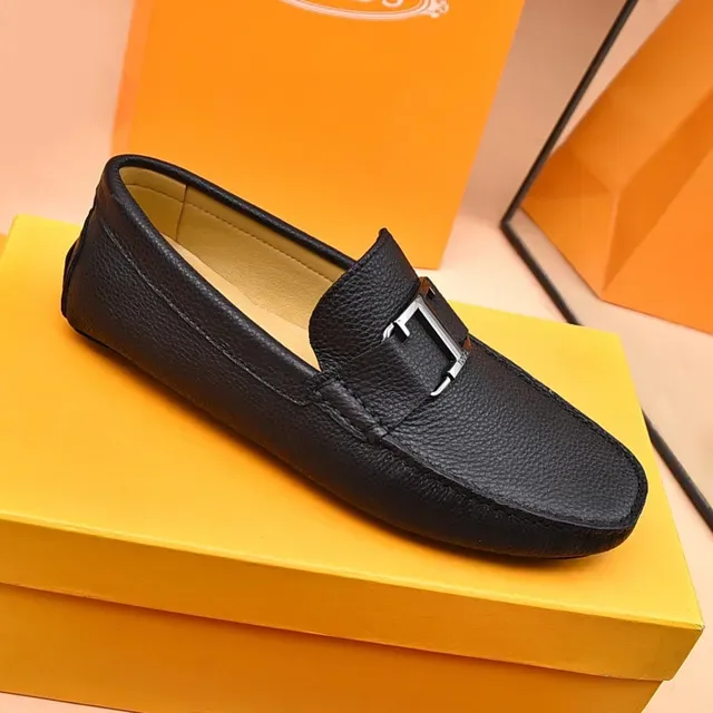 Mocassins Tod's Double T Noir Cuir Pebbled Slip-On 5