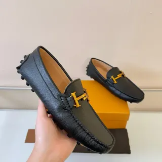 Tod's Gommino Black Gold Pebble-Sole H-Bit Hardware Loafer