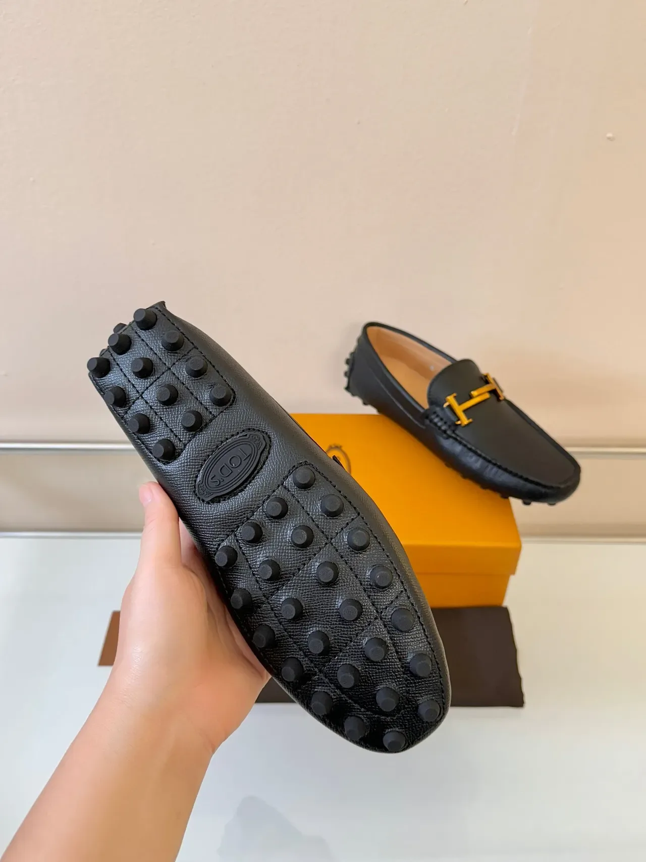 Tod's Gommino Black Gold Pebble-Sole H-Bit Hardware Loafer 5