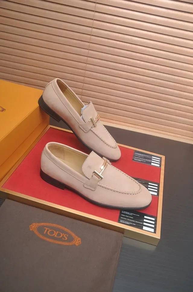 Tod's T-Bar Loafer Beige Brown Suede Upper Metal Buckle Loafer 4