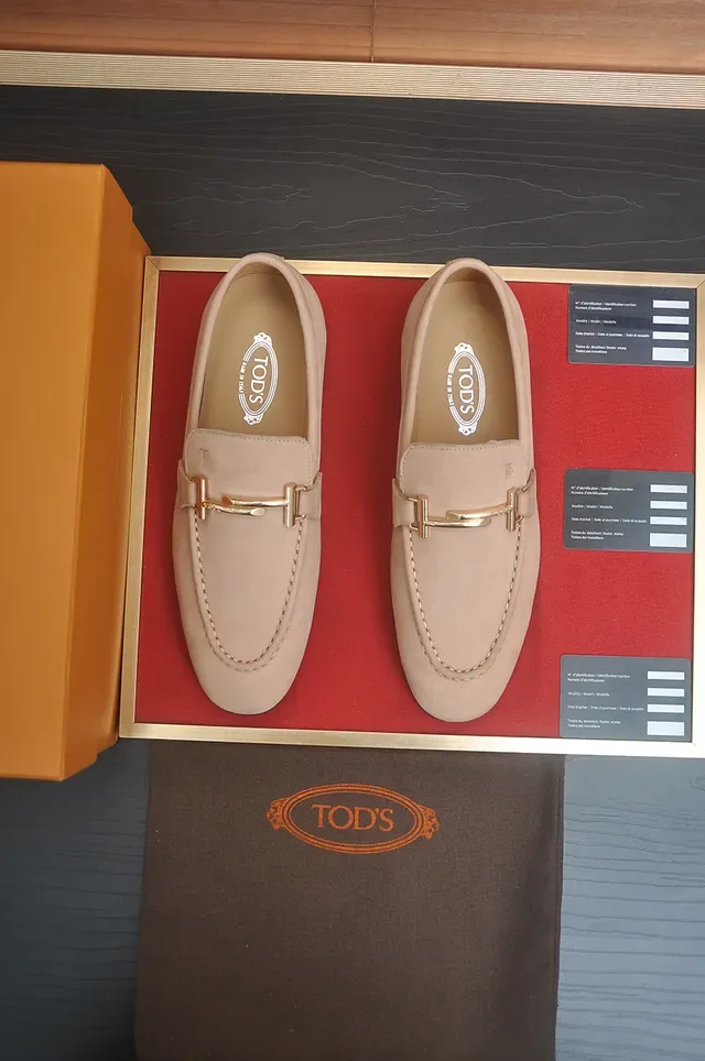 Tod's T-Bar Loafer Beige Brown Suede Upper Metal Buckle Loafer 5