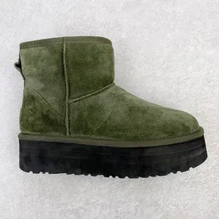 UGG Army Green Black Suede Upper Platform Sole Snow Boots
