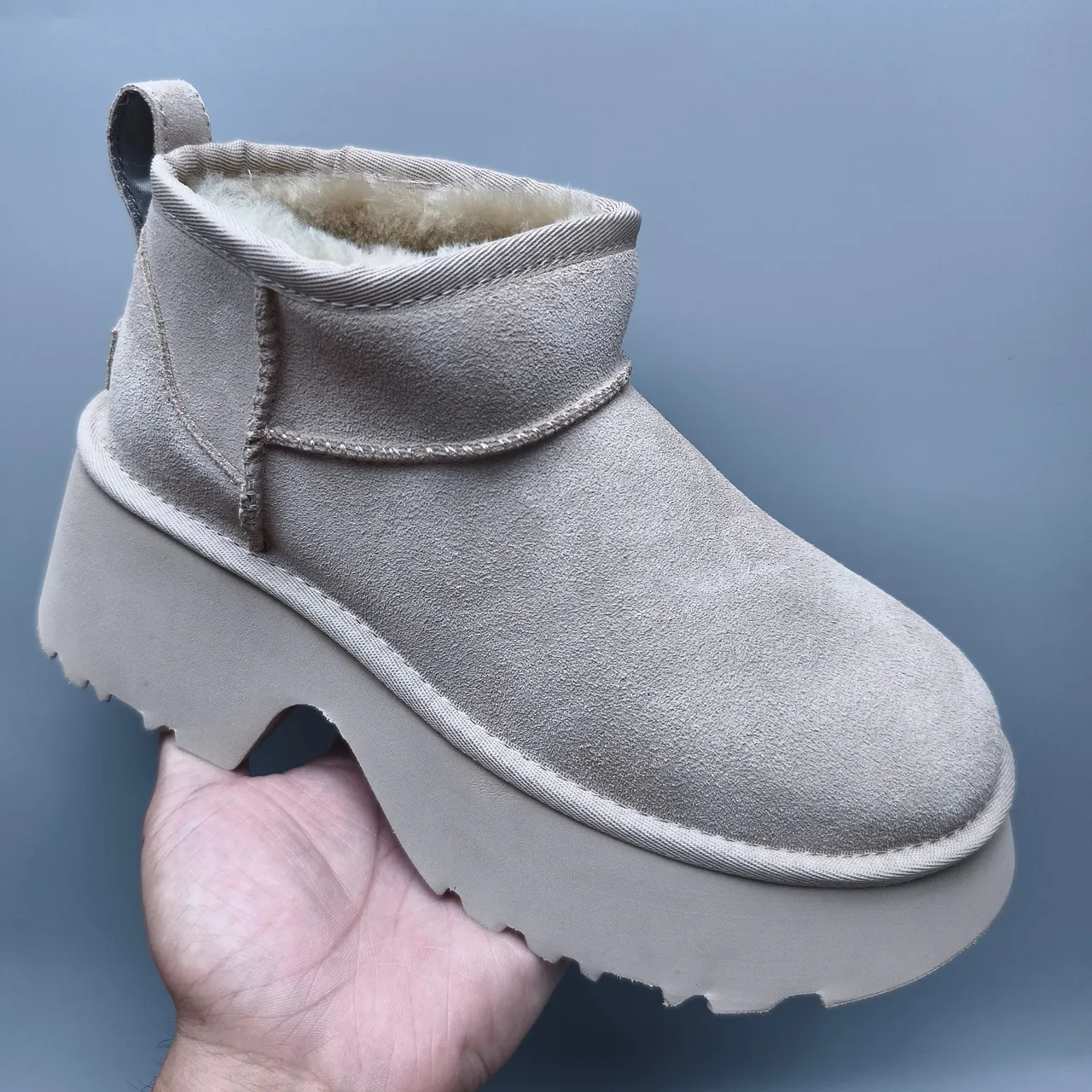UGG Beige Suede Upper Platform Sole Snow Boots 2