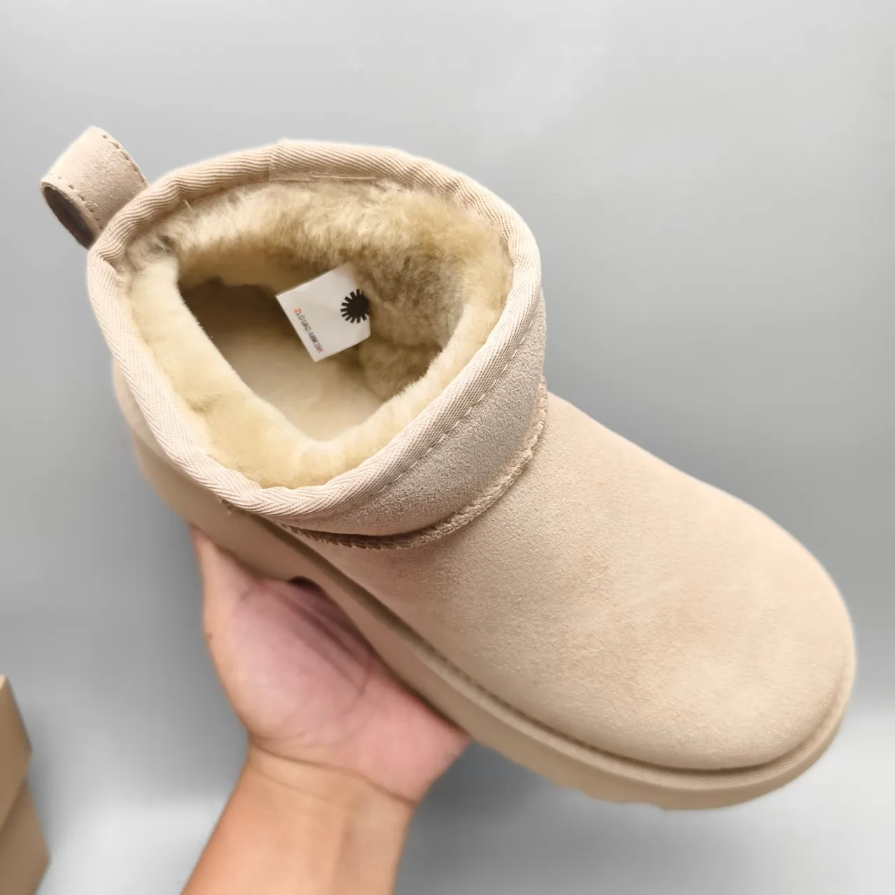 UGG Beige Suede Upper Platform Sole Snow Boots 4