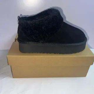 UGG Black Slip-On Shearling-Lined Snow Boots