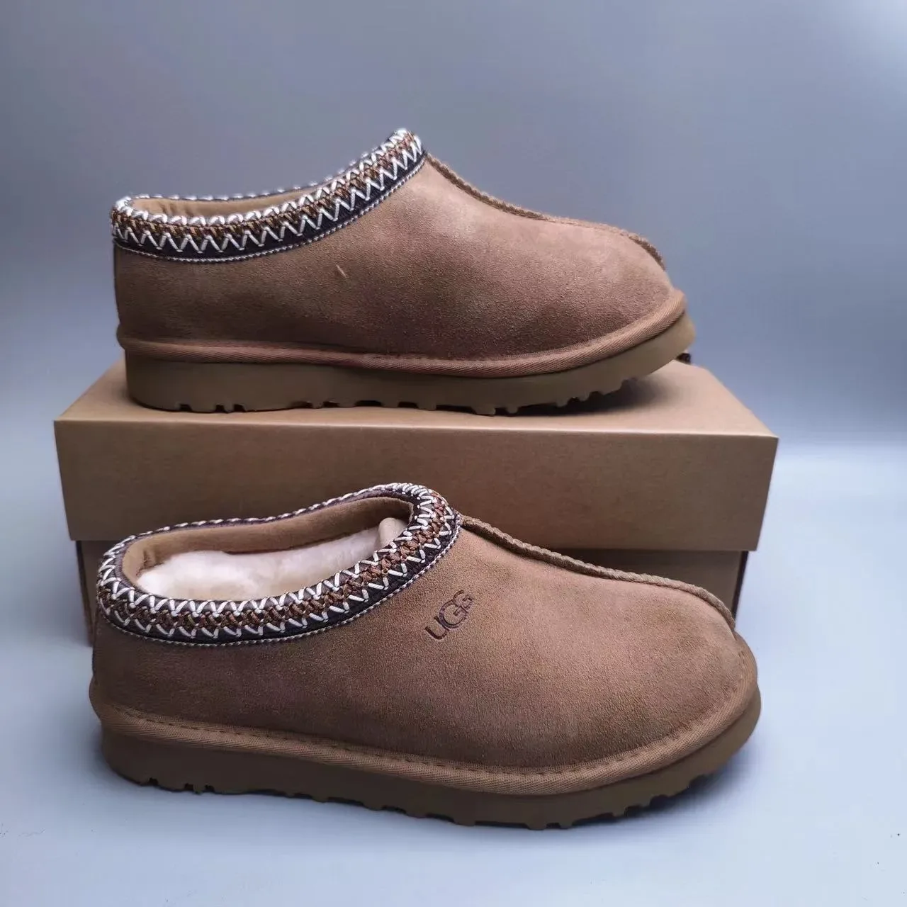 UGG Brown Beige Suede Upper Braided Trim Casual Shoes 2
