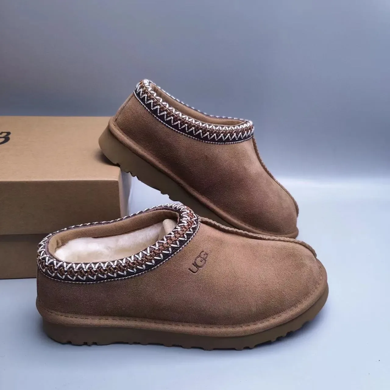 UGG Brown Beige Suede Upper Braided Trim Casual Shoes 6