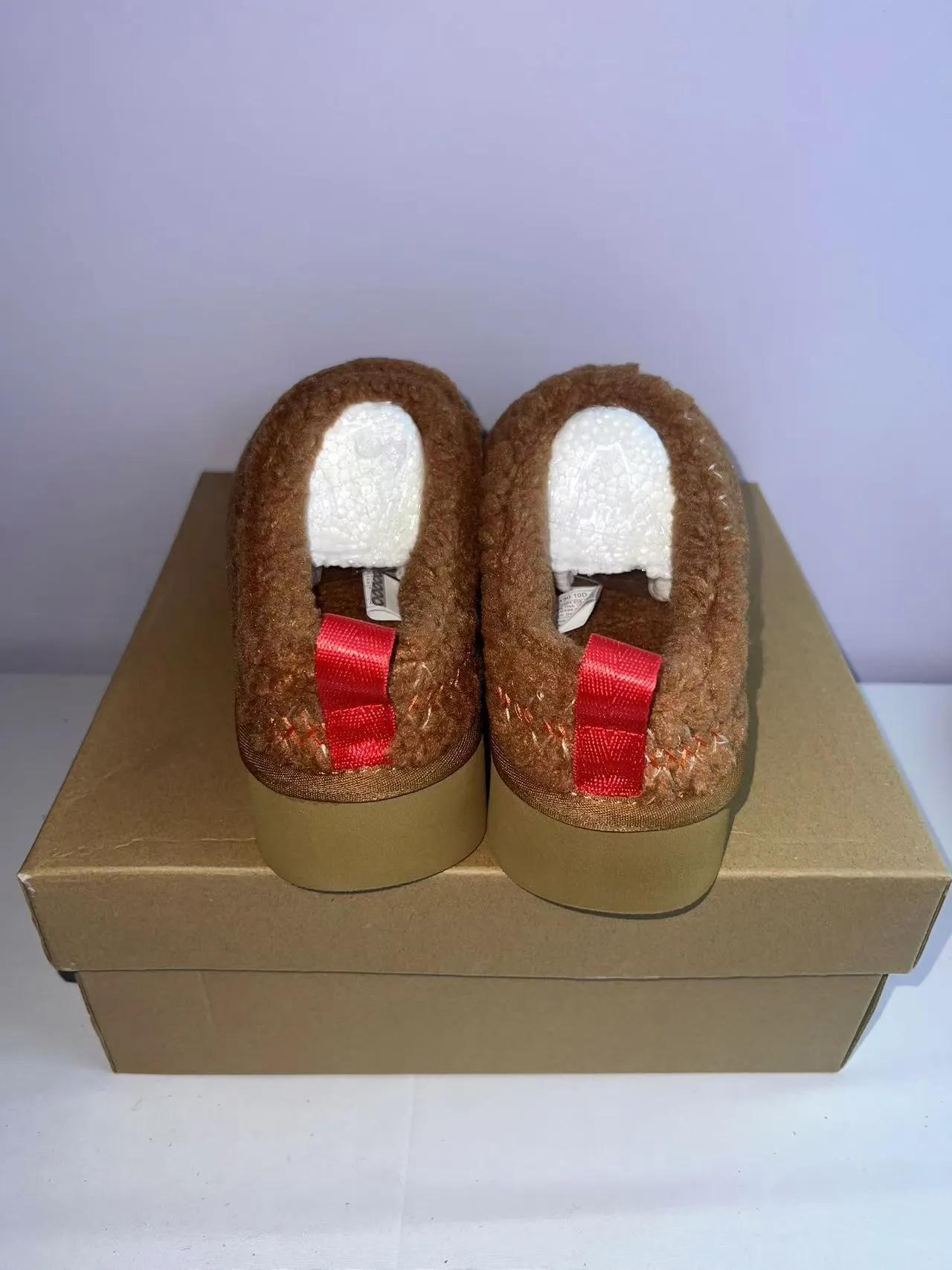 UGG Brown Red Shearling Upper Exposed Contrast Stitching Casual Shoes 3