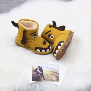 UGG Bottes de Neige avec Visage de Chien en Jaune Moutarde