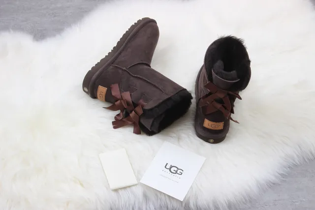 UGG Classic Brown Black Suede Upper Shearling Lining Ankle Boots 2