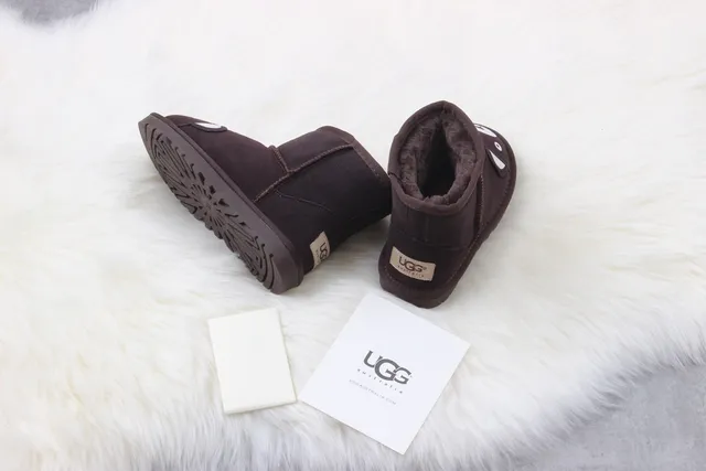 UGG Classic Mini Bear Face Brown Snow Boots 7