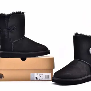 UGG Classic Short Black Shearling-Lined Ankle Boots