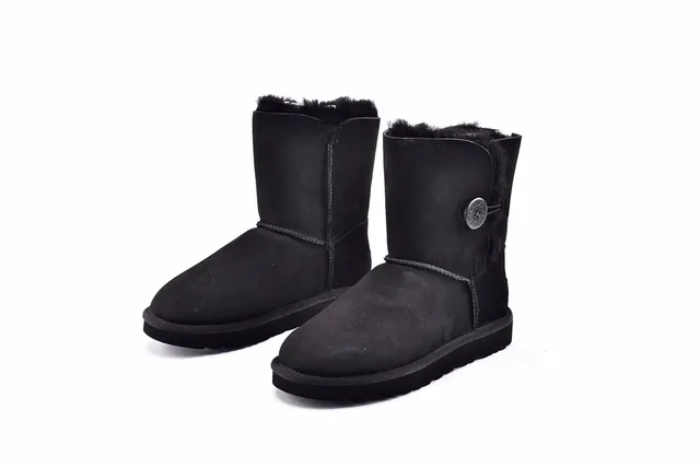 UGG Classic Short Black Shearling-Lined Ankle Boots 2
